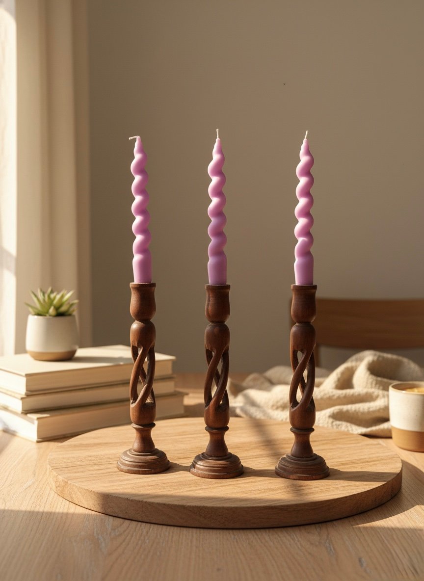 Spiral Candle-Lilac - Image 1